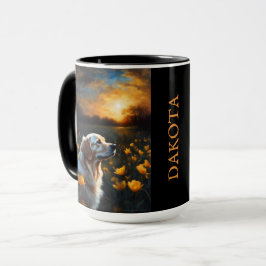 Caneca Adicionar Nome do Retriever de Ouro Eclipse Solar