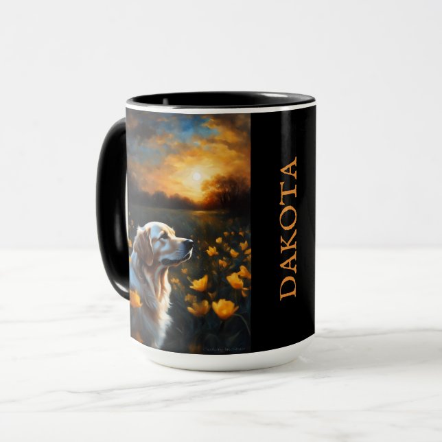 Caneca Adicionar Nome do Retriever de Ouro Eclipse Solar (Frente Esquerda)