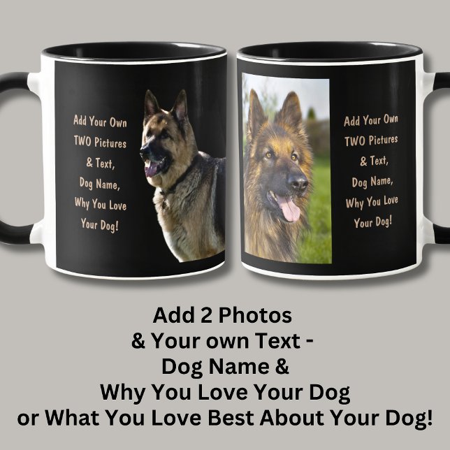 Caneca Adicionar Nome, Duas Imagens e Texto - German shep (Criador carregado)