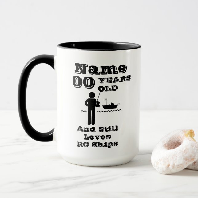 Caneca Adicionar Nome Idade Personalizar RC Navio Barco A (Com Donut)