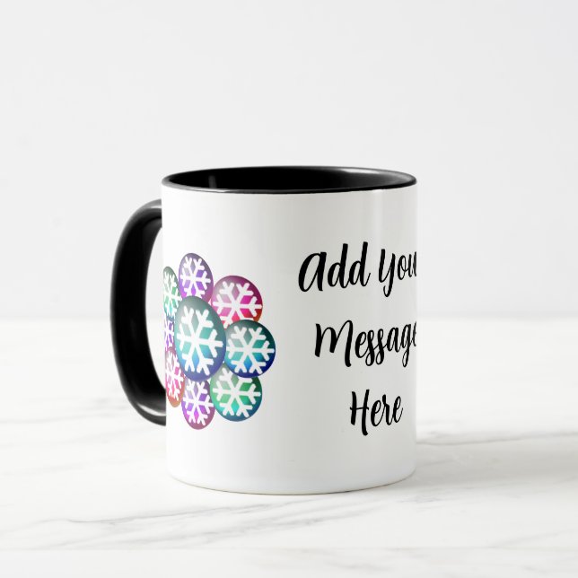 Caneca Adicionar Sua Mensagem Flocos de Neve Coffee Mug (Frente Esquerda)