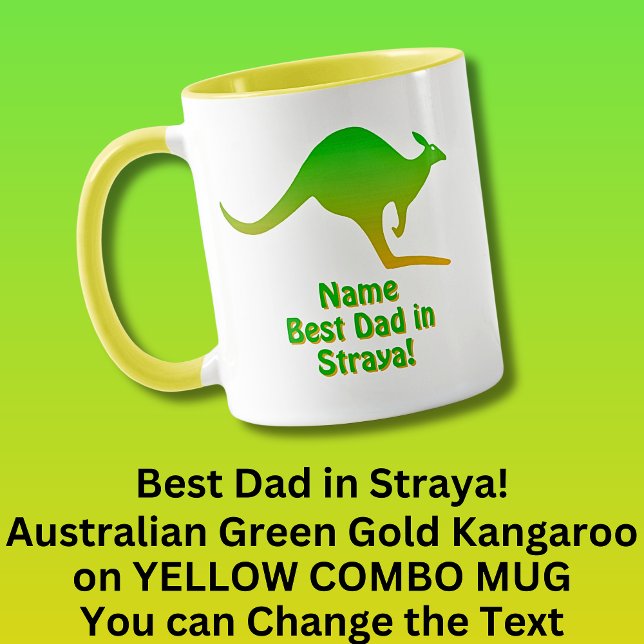 Caneca Adicione nome, melhor Pai Austrália, canguru verde (Criador carregado)