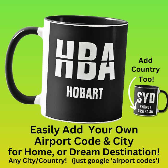 Caneca Adicione seu código e cidade - HOBART do HBA de Có (Criador carregado)