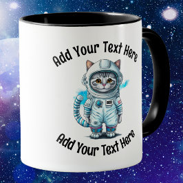 Caneca Adicione Seu Texto Astronauta Gato Café