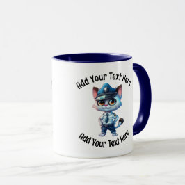 Caneca Adicione Seu Texto De Policial Da Polícia De Gato
