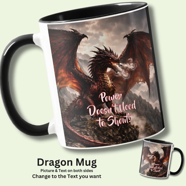 Caneca Adicione Seu Texto - Dragão de Fogo com Asa Vermel (Criador carregado)