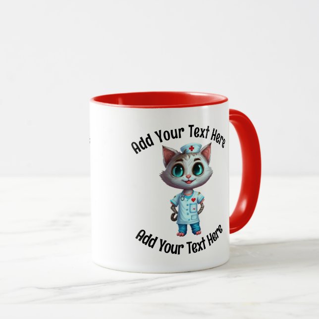 Caneca Adicione Seu Texto Enfermeiro De Gato (Frente Esquerda)