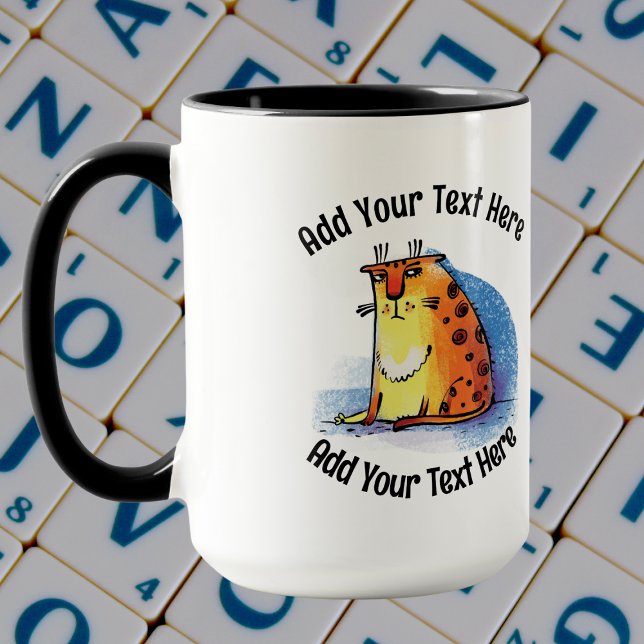 Caneca Adicione Seu Texto Engraçado Sad Cat Coffee Mug (Criador carregado)