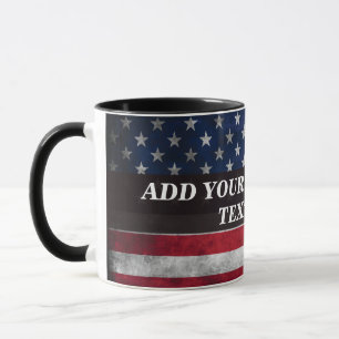Caneca Adicione seu texto na bandeira americana