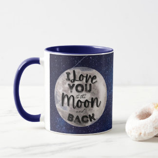 Caneca Adicione sua foto que eu te amo à lua e atrás