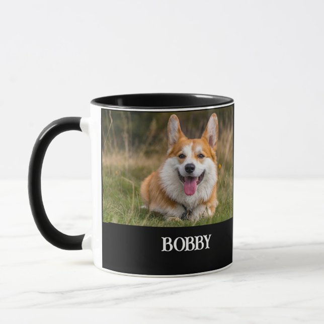 Caneca Adicione sua própria foto e nome do cachorro (Esquerda)