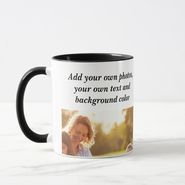 Caneca Adicione suas próprias fotos, texto e plano de fun (Esquerda)