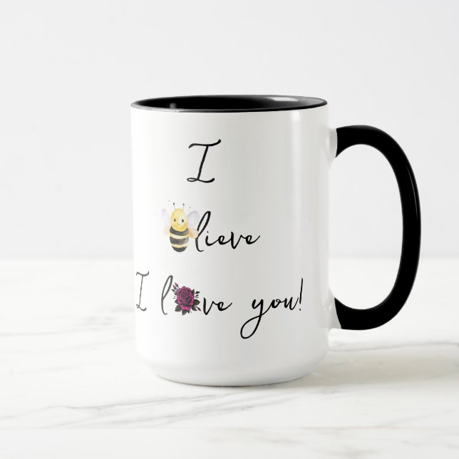 Caneca "(Adicione um Nome),,, Eu Acredito que Eu Te Amo!" (Direita)