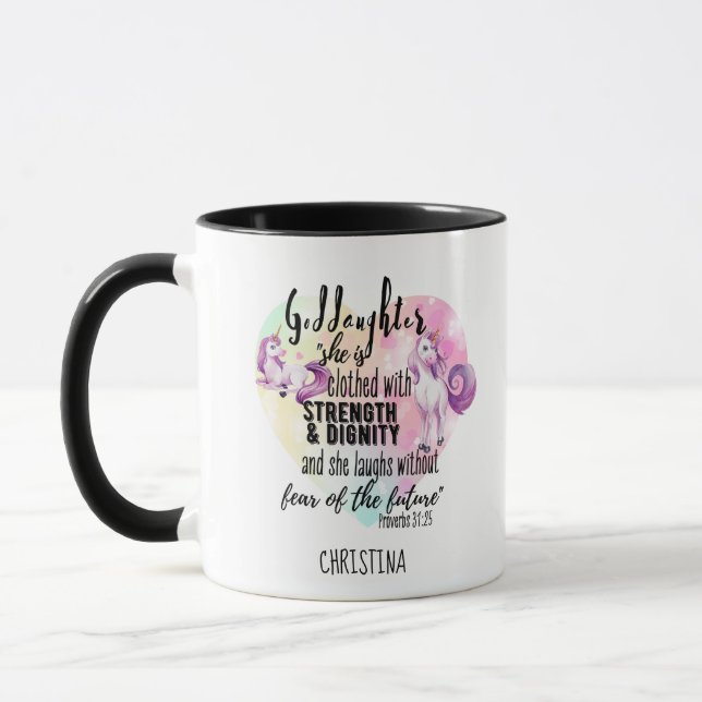 Caneca Adolescente GodFilha Presente Pink Unicorn Proverb (Esquerda)