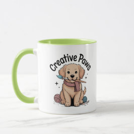 Caneca Adorable Brown Dog Artist Yarn Brush Creative Paws
