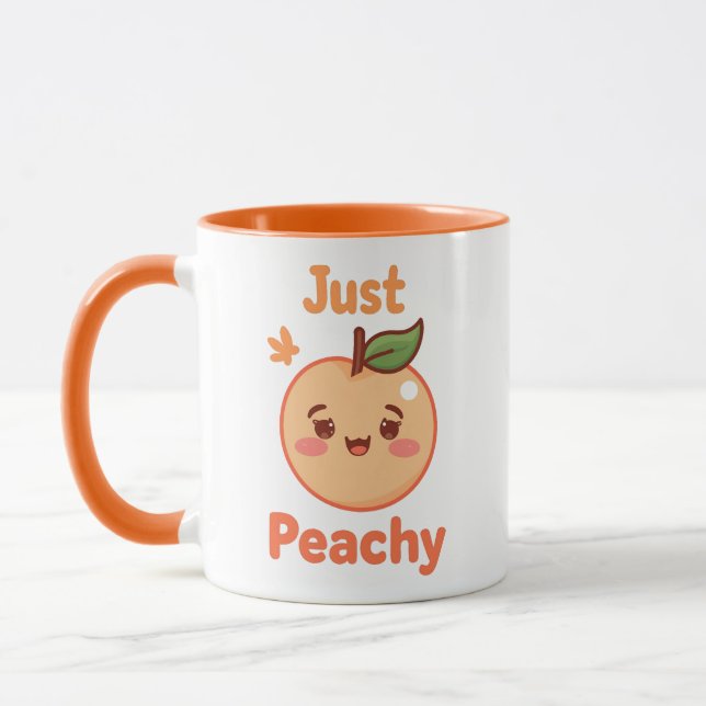 Caneca Adorable Cartoon Peach with a Smile (Esquerda)