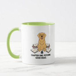 Caneca Adorable Golden Retriever Author Cartoon Design
