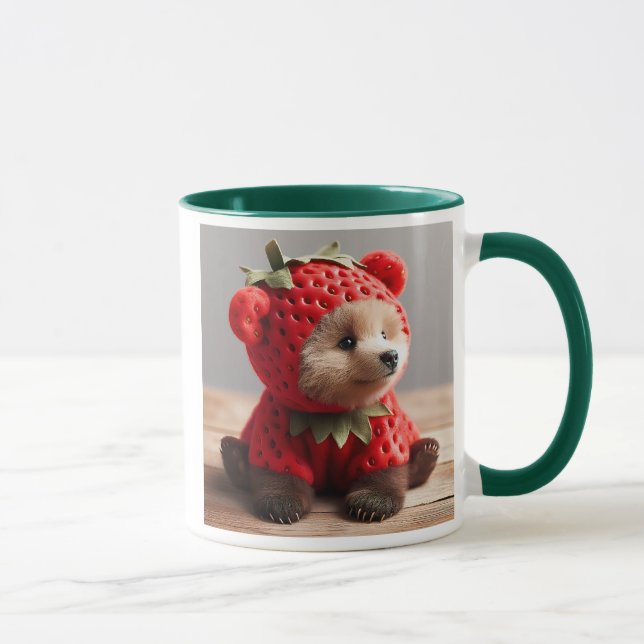Caneca Adorable ourson habillé dans un costume de fraise. (Direita)