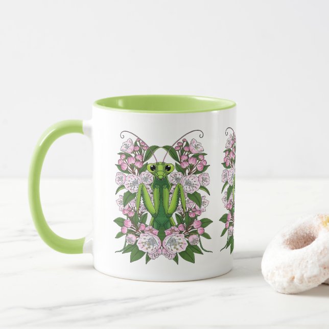 Caneca Adorable Praying Mantis And Mountain Laurel  (Com Donut)