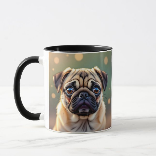 Caneca Adorable Pug Close up | Cute Dog Personalized (Esquerda)