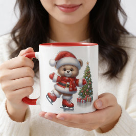 Caneca Adorable taza con osito y árbol de Navidad