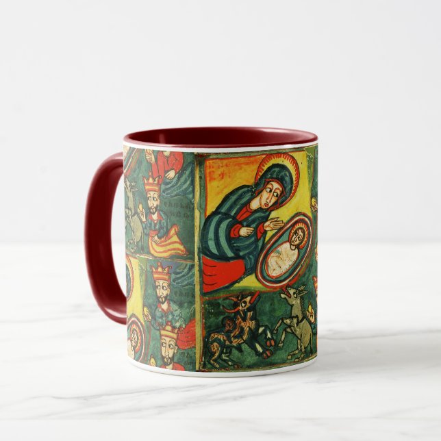 Caneca ADORAÇÃO DE MAGI, PRIMITIVO Natal (Frente Esquerda)
