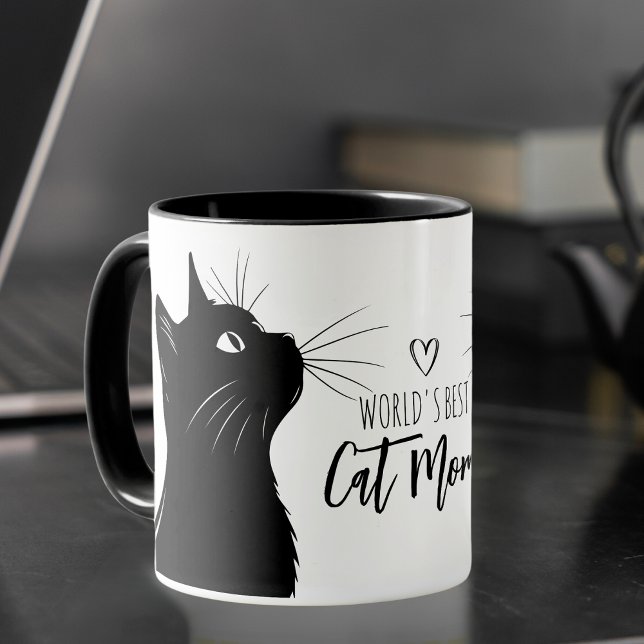 Caneca Adorando o melhor café personalizado da mãe de gat (The purr-fect gift for any cat mom and you can personalize it, too! )