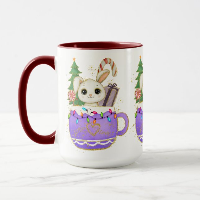 Caneca Adoráveis Coelhinhos Adoráveis de Natal (Esquerda)