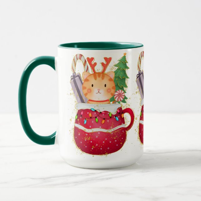Caneca Adoráveis Feliz Gato de Natal (Esquerda)