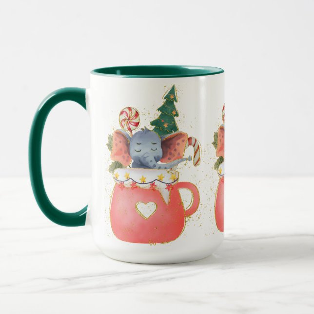 Caneca Adoráveis Mug de Elefante Encantador de Natal (Esquerda)