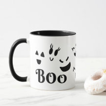 Adoráveis Rostos de Fantasmas BOO Pretos e Brancos