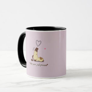 Caneca Adorável adesivo de gato esticando para amantes de
