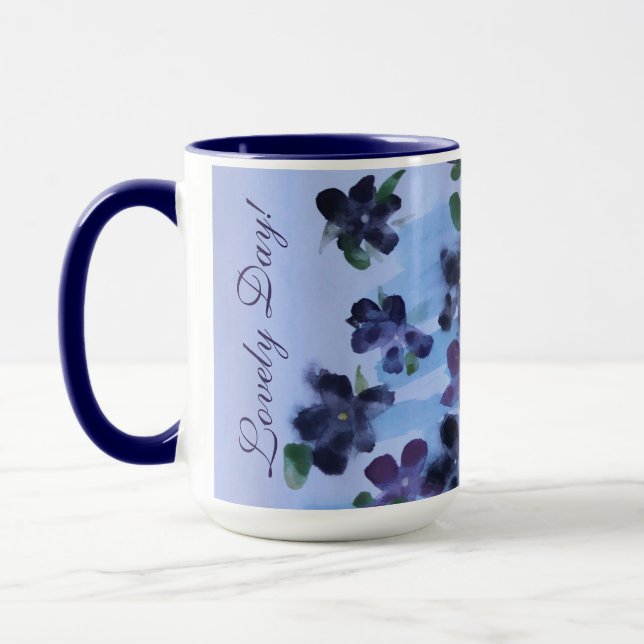 Caneca Adorável Dia Roxo Arte Flor (Esquerda)