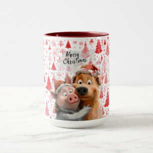 Caneca Adorável "Feliz Natal" Amigos Animais Mug