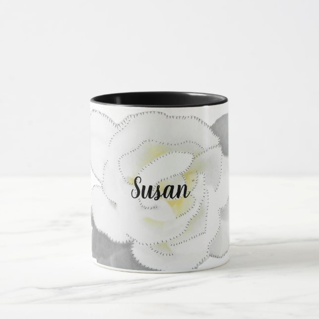 Caneca Adorável Flor de Gardenia Branca em Branco (Centro)
