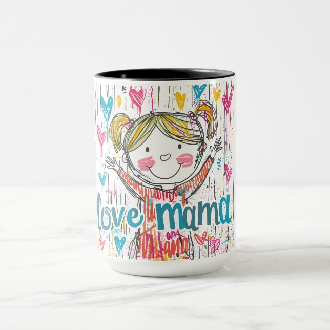 Caneca Adorável "Mama de Amor" Ilustrada Mug (Centro)