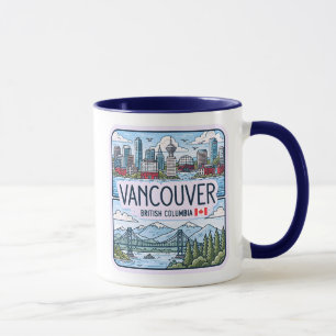 Caneca Adorável Paisagem Urbana de Vancouver BC Canadá Pa