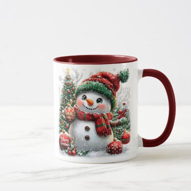 Caneca Adorável Snowman de Natal (Direita)