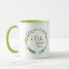 Caneca Adore grinalda de flores aquarela