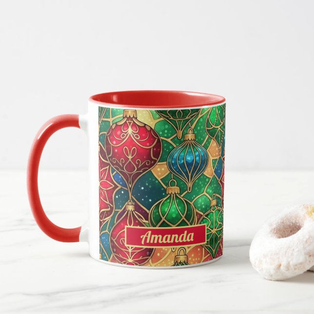 Caneca Adornos de Vidro Cristalino Natal (Com Donut)