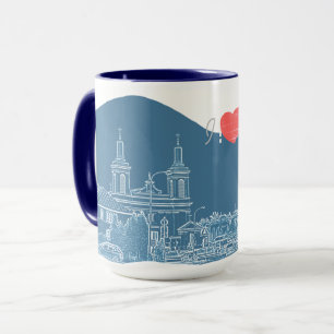 Caneca Adoro a Catedral da Arquitetura de Volkovysk na Bi