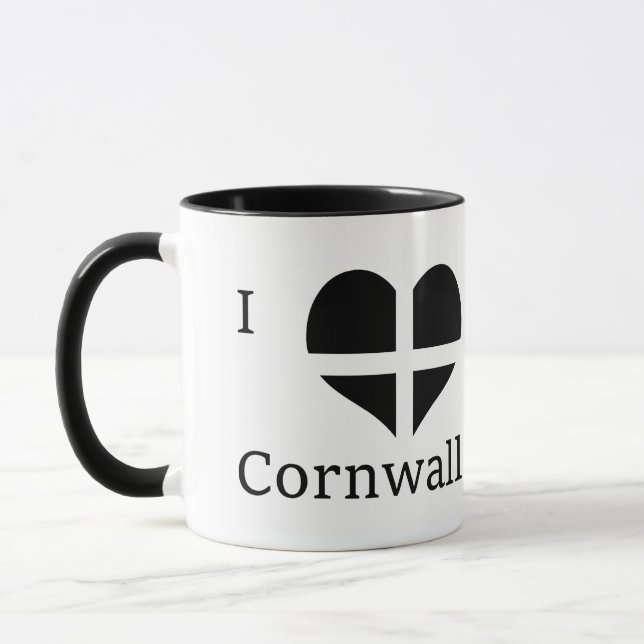 Caneca Adoro a Rua Cornwall Kernow Piran Flag HearDesign (Esquerda)