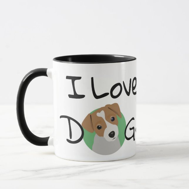 Caneca Adoro cães Jack Russell e Heart (Esquerda)
