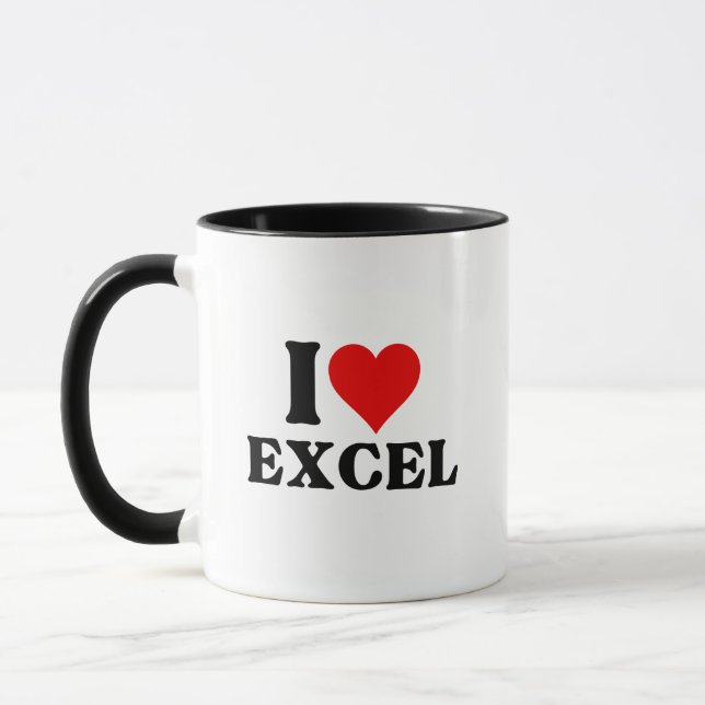 Caneca Adoro coração Excel Funny Spreadsheet Lover (Esquerda)