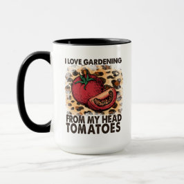 Caneca Adoro Jardinagem De Tomates De Cabeça Engraçado