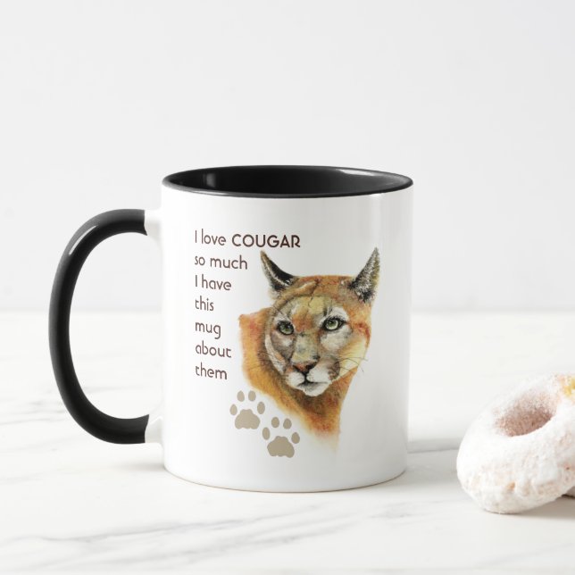 Caneca Adoro o COUGAR tanto que eu divirto citação (Com Donut)