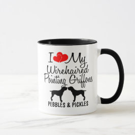 Caneca Adoro Os Meus Dois Cabeças Apontando Griffons