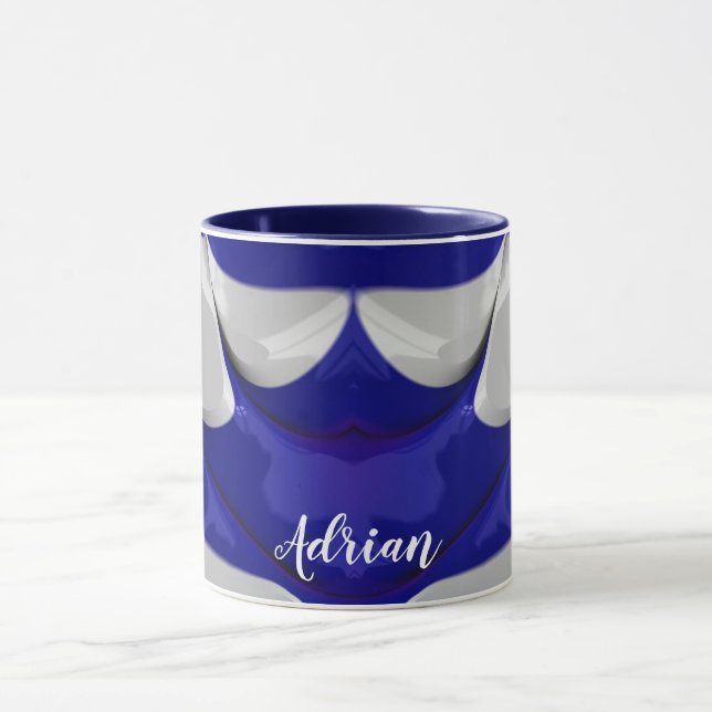 Caneca ADRIAN ~ GLOSSY 3D Azul Brilhante ~ Mug (Centro)