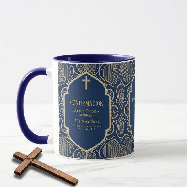 Caneca Adulto CONFIRMAÇÃO Presente Xarope Dourado Azul (Criador carregado)