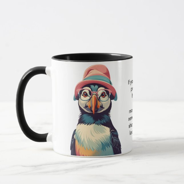 Caneca Advertência Engraçada De Um Puffin (Esquerda)